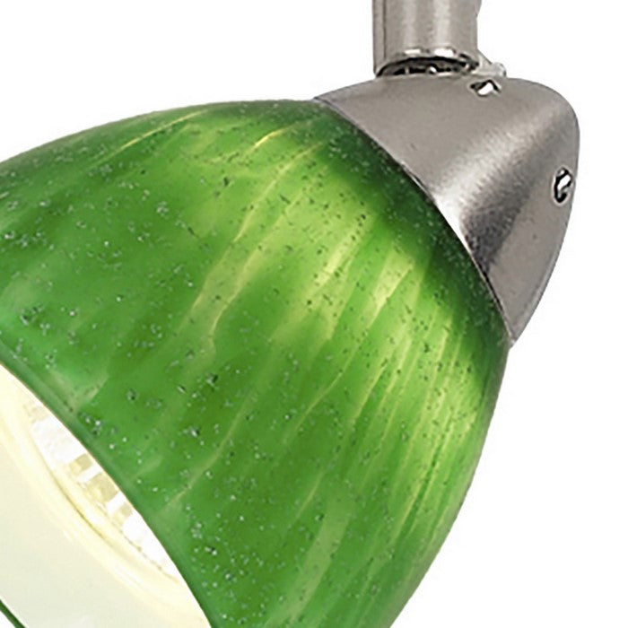 Hand Blown Glass Shade Track Light Head with Metal Frame, Green