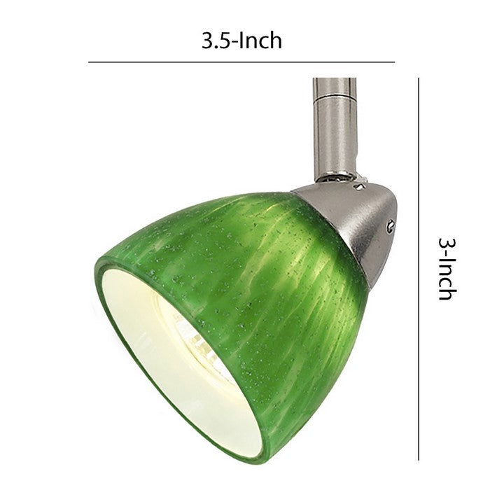 Hand Blown Glass Shade Track Light Head with Metal Frame, Green