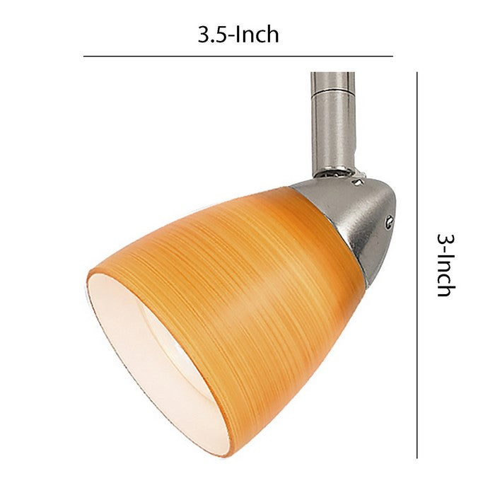 Hand Blown Glass Shade Track Light Fixture with Metal Frame, Orange