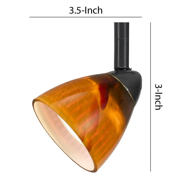 Hand Blown Glass Shade Track Light Fixture with Metal Frame, Dark Bronze