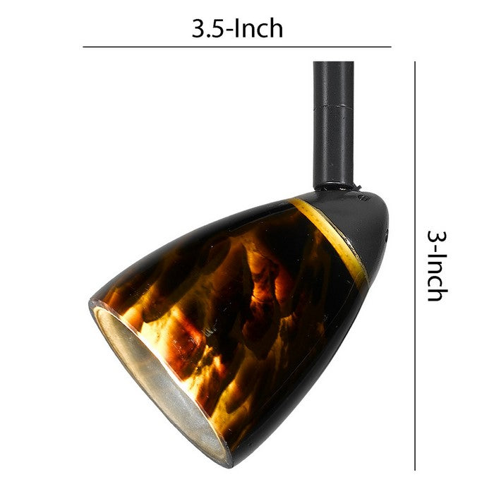 Hand Blown Glass Shade Track Light Head with Metal Frame, Gold and Bronze