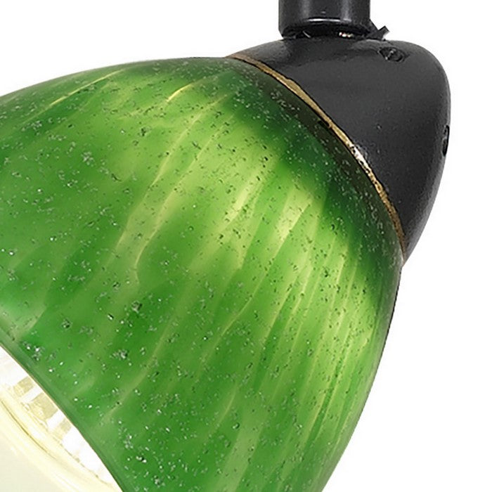 Hand Blown Glass Shade Track Light Head with Metal Frame, Green and Bronze