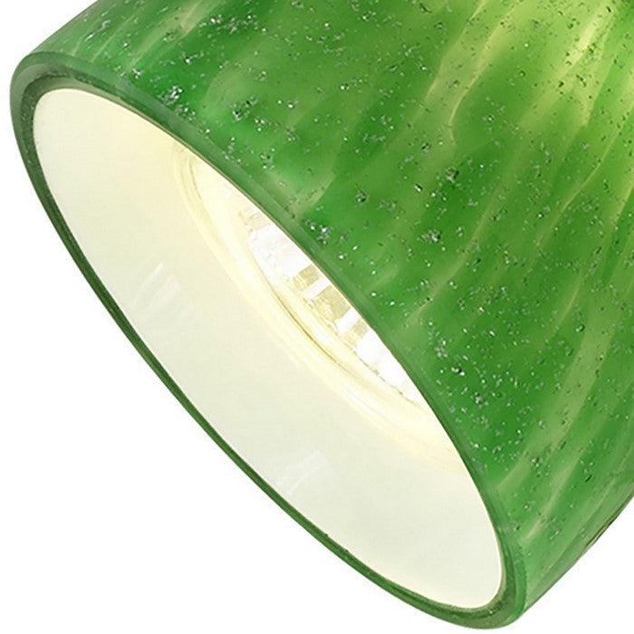 Hand Blown Glass Shade Track Light Head with Metal Frame, Green and Bronze