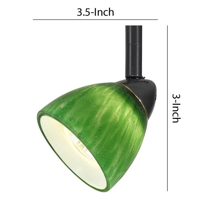 Hand Blown Glass Shade Track Light Head with Metal Frame, Green and Bronze