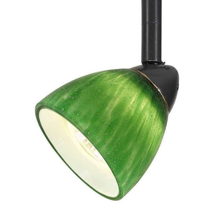 Hand Blown Glass Shade Track Light Head with Metal Frame, Green and Bronze