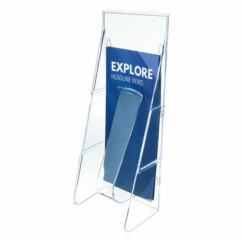 Deflecto Stand Tall Stand-Tall Wall Leaflet Holder, Wall Mount Display, Break-Resistant Pocket, Clear, 4-9/16"W x 11-3/4"H x 2-3/4"D (55601)