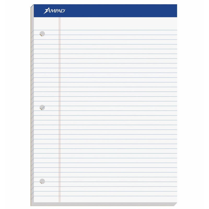 Ampad Double Sheet Pad, White, Letter Size, College Rule, 100 Sheets, 1 Each (20-323)