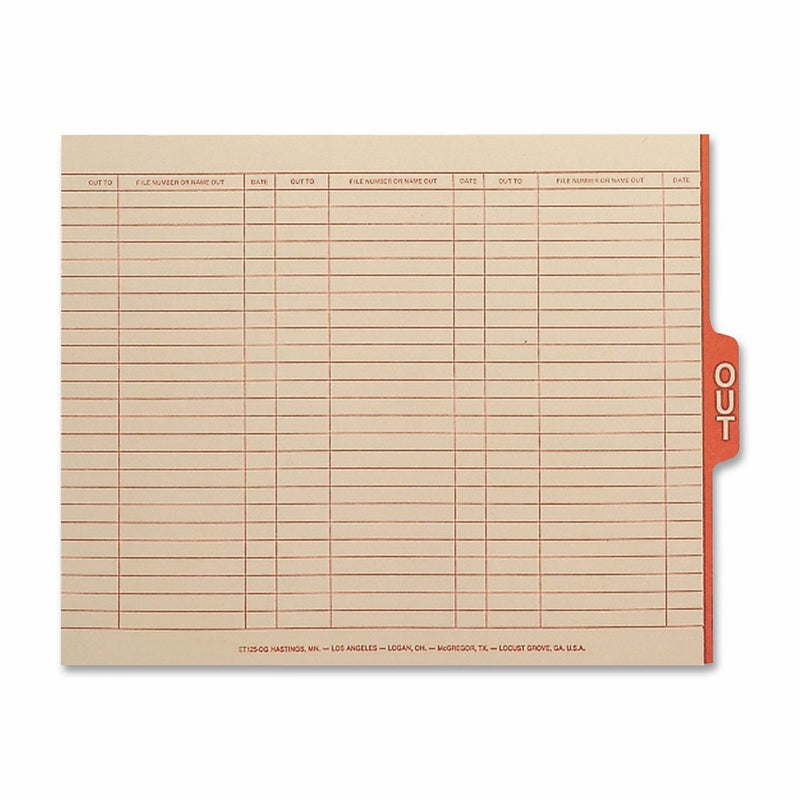 Smead End Tab Out Guides with Printed Form, 1/5-Cut Tab Center Position, Legal Size, Manila, 100 per Box (63910)