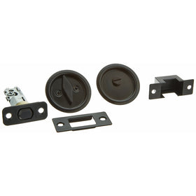 Kwikset 335 Round Bed/Bath Pocket Door Lock in Venetian Bronze