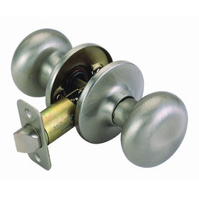 Design House 753301 Cambridge 2-Way Latch Passage Door Knob, Adjustable Backset, Satin Nickel Finish