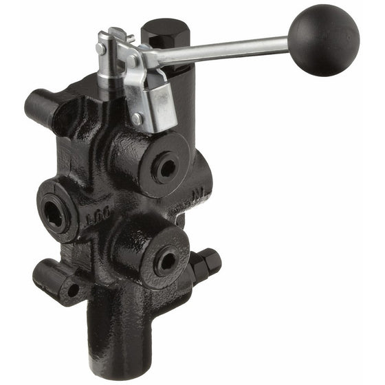 Prince LS-3000-1 Directional Control Valve, Logsplitter, 4 Ways, 3 Positions, Spring Center to Neutral, Cast Iron, 2750 psi, Lever Handle, 25 gpm, In/Out: 3/4" NPTF, Work: 1/2" NPTF