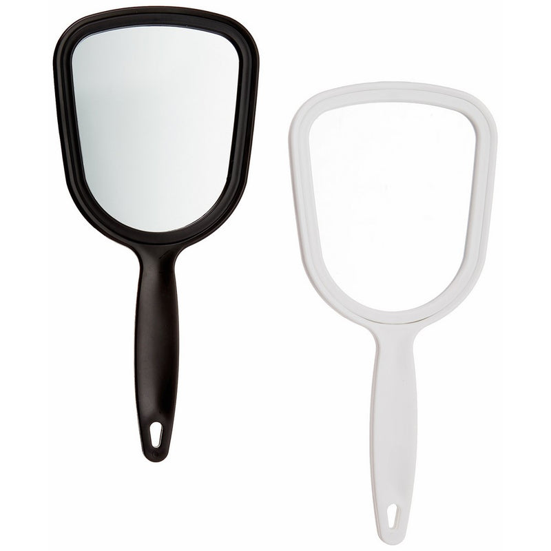 Soft 'N Style Hand Mirror 4-1/2" x 3-3/4" 6 white 6 black (Pack of 12)