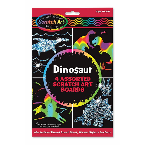 Melissa & Doug Scratch Art Activity Kit: Dinosaurs - 4 Holographic Boards