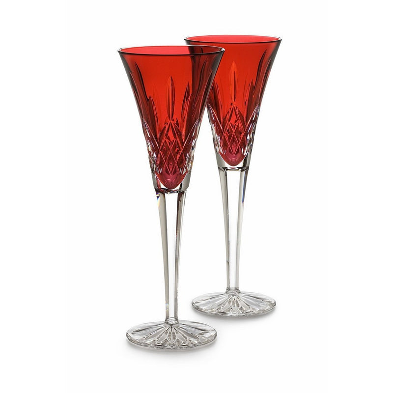 Waterford Crystal Lismore Crimson Flute Pair