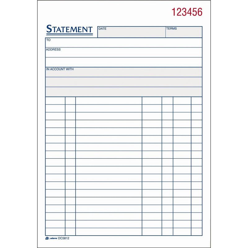 Adams Statement Book, 5.56 x 8.44 Inches, 2-Parts, Carbonless, 50 Sets, White and Canary, (DC5812)