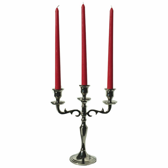 The Hamptons Three Arm Silver Candelabra, Hand Crafted of Silver Aluminum Nickel, 10 ¼ Inches High, By Whole House Worlds