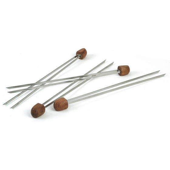 Charcoal Companion Rosewood handle Double Prong Grilling Kabob Skewers, Set of 4