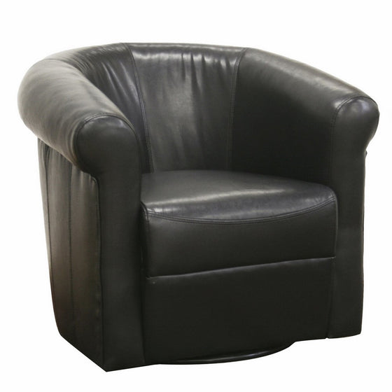 Baxton Studio Julian Black Faux Leather Club Chair with 360 Degree Swivel