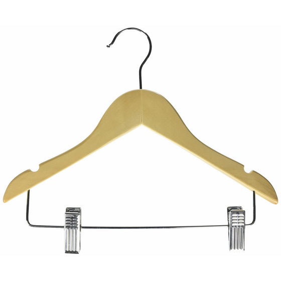 Honey-Can-Do HNGT01225 Kid's Basic Hanger with Clips Maple, 10-Pack