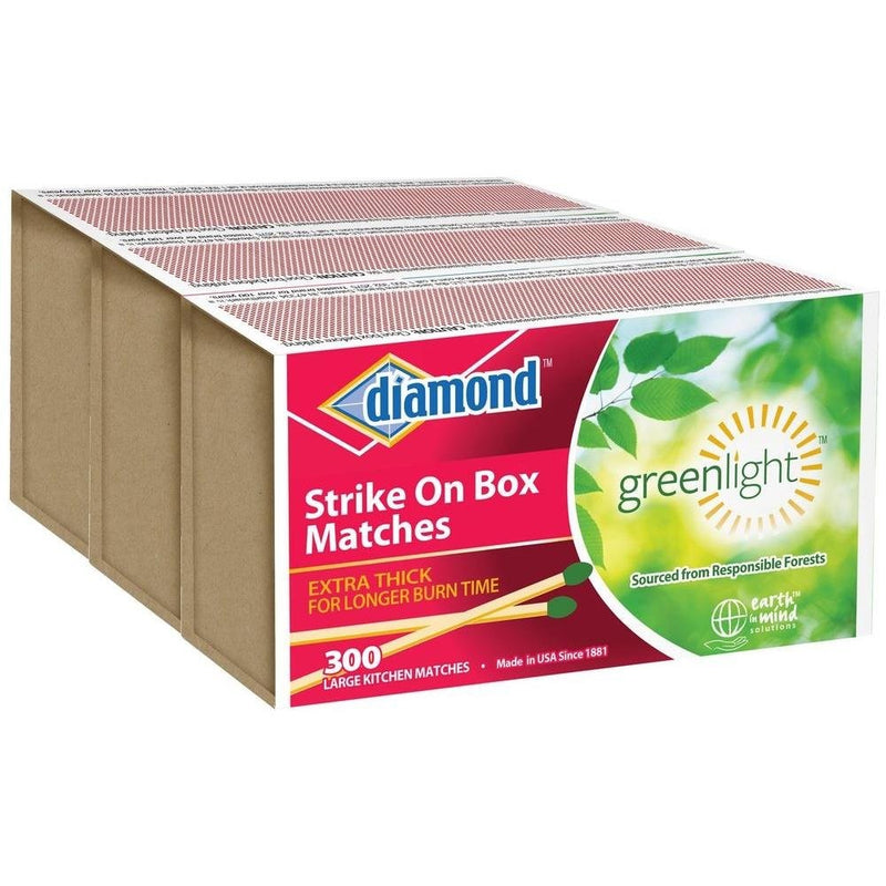 Diamond GreenLightTM Kitchen Matches - 3 Pack - 300 Matches per Pack x 3 = 900 Match (Strike anywhere)