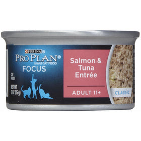 Purina Pro Plan FOCUS Adult 11 Classic Salmon & Tuna Entree Wet Cat Food - Twenty-Four (24) 3 oz. Pull-Top Cans