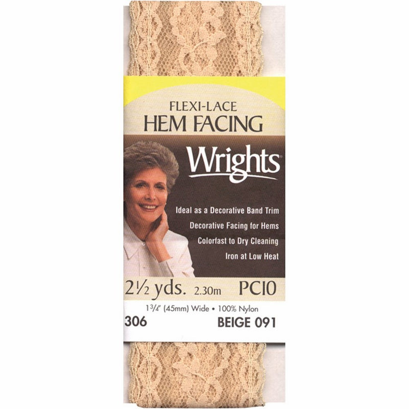 Wrights 117-306-091 Flexi Lace Hem Facing, Beige, 2.5-Yard