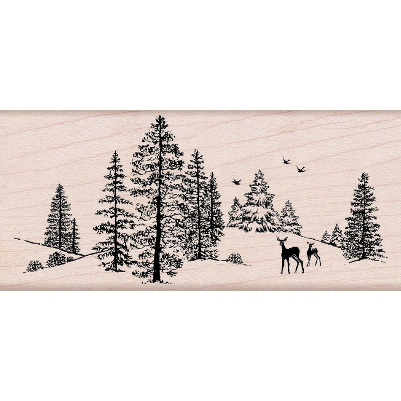 Hero Arts Rubber Stamps K5524 Winter Scene Woodblock Stamp