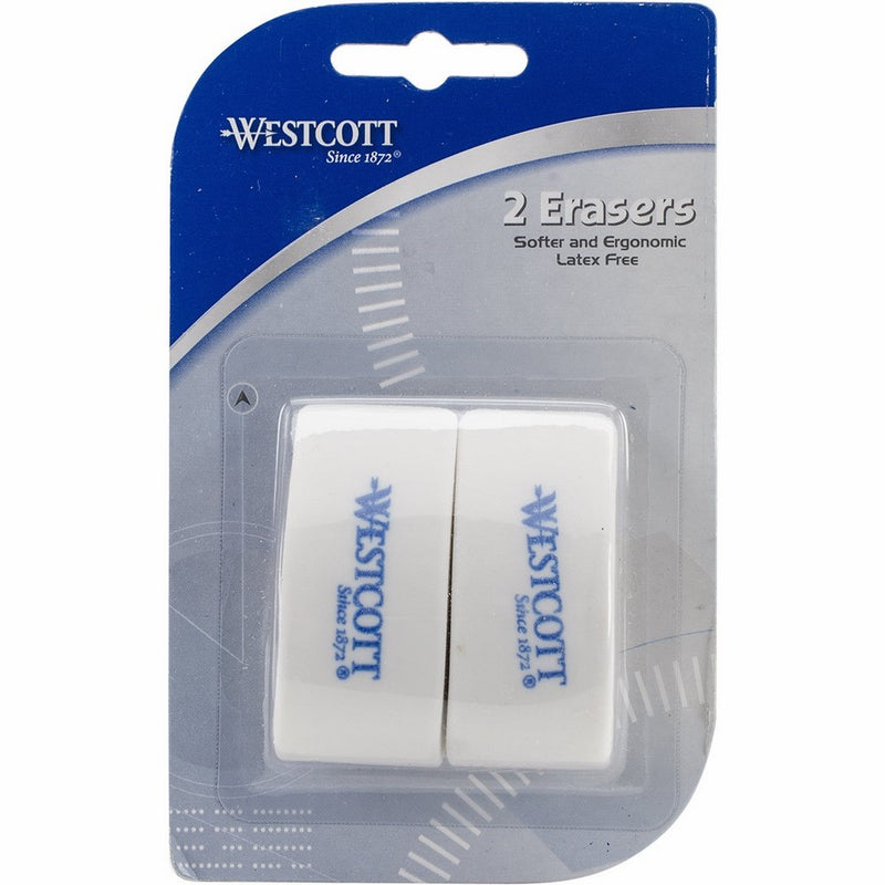 Westcott Tear Drop Eraser, 2 Pack, White