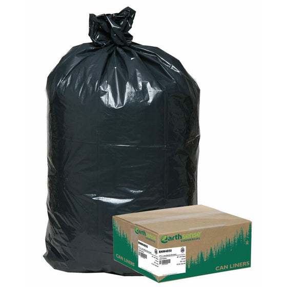 Earthsense Commercial RNW4850 Recycled Can Liners, 40-45gal, 1.25mil, 40 x 46, Black (Case of 100)