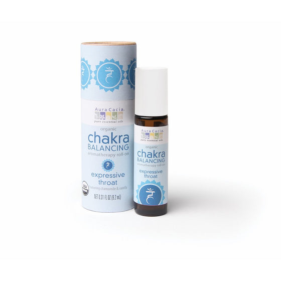 Aura Cacia Organic Chakra Balancing Roll-On, Expressive Throat, 0.31 fluid ounce