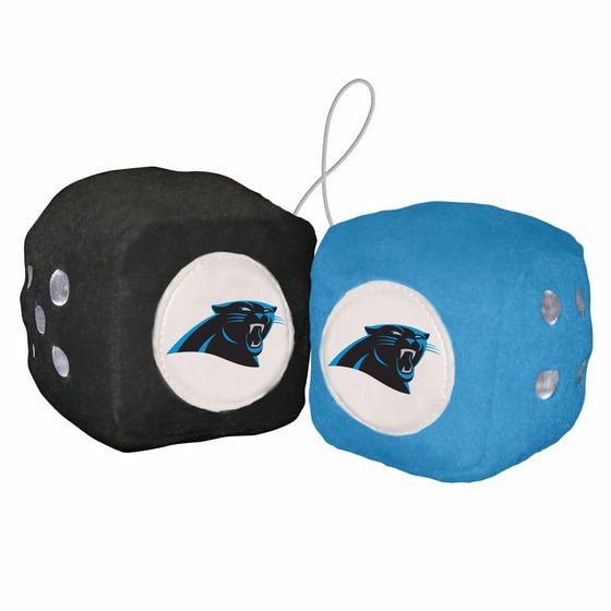 Fremont Die NFL Carolina Panthers Fuzzy Dice,one black, one lt. blue w/logo,3"