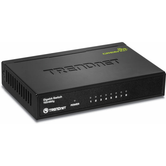 TRENDnet 8-Port Gigabit GREENnet Switch, 10/100/1000 Mbps, 16 Gbps Switching Capacity, Metal Housing, Plug & Play, Lifetime Protection,TEG-S82G