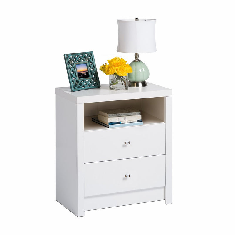 Prepac WDNH-0529-1 Calla Tall 2 Drawer Nightstand, White