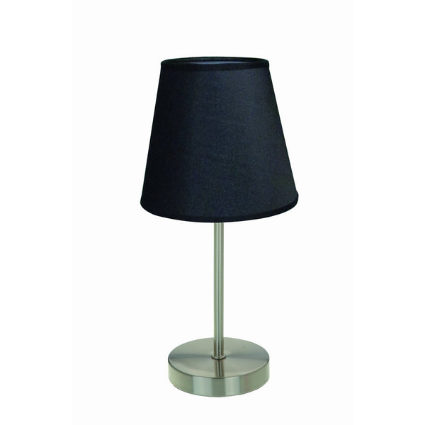 Simple Designs LT2013-BLK Sand Nickel Mini Basic Table Lamp with Fabric Shade, Black