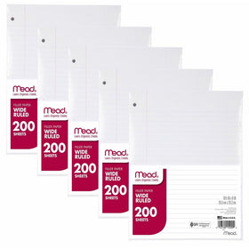 Filler Paper by Mead, Wide Ruled, 200 Sheets (15200), 5 Pack 8 x 10.5