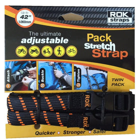 ROK Straps ROK-10306 Black/Orange 12" - 42" Pack Adjustable Stretch Strap