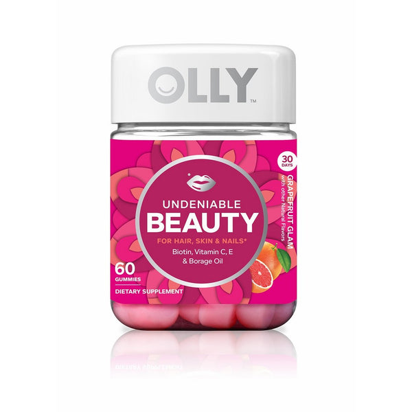 OLLY Undeniable Beauty Gummy Supplement, with BIOTIN & Borage Oil; Grapefruit Glam; 60 count; 30 day supply (packaging may vary)