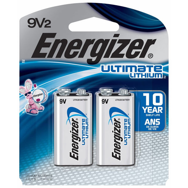 Energizer Ultimate 9 Volt Batteries, Lithium 9v Battery (2 Count) L522BP-2