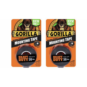Gorilla 6055016 6055001-2 Double-Sided Heavy Duty Mounting Tape (2 Pack), 1" x 60", Black