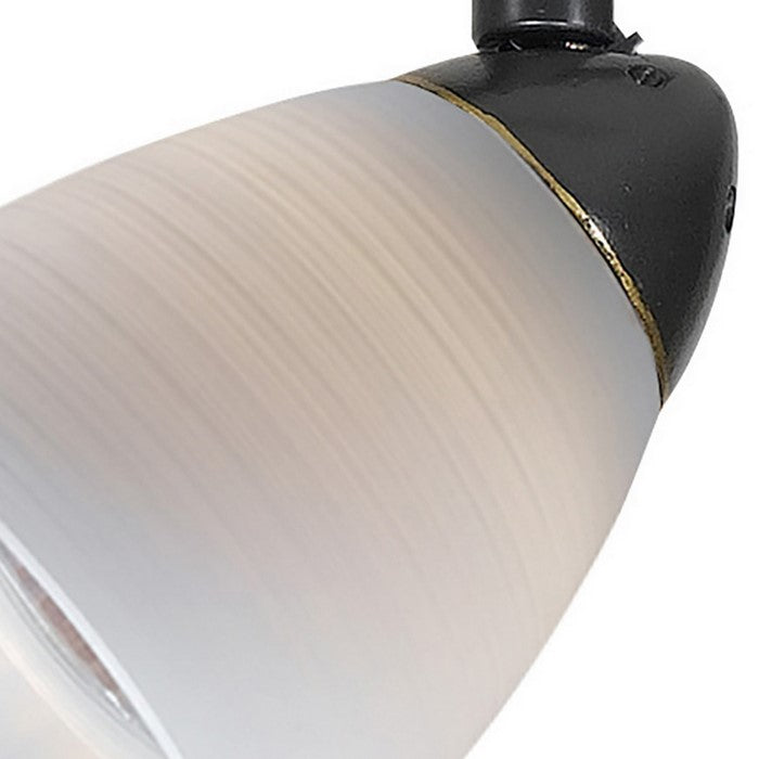 Hand Blown Glass Shade Track Fixture with Metal Frame, White and Bronze