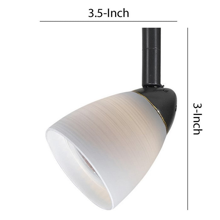 Hand Blown Glass Shade Track Fixture with Metal Frame, White and Bronze