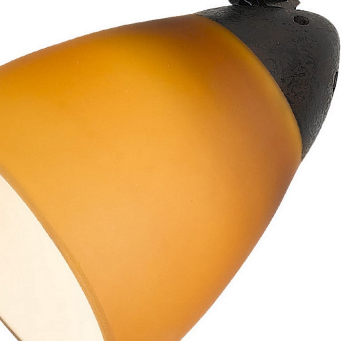 Hand Blown Glass Shade Track Light Head with Metal Frame, Rustic Bronze