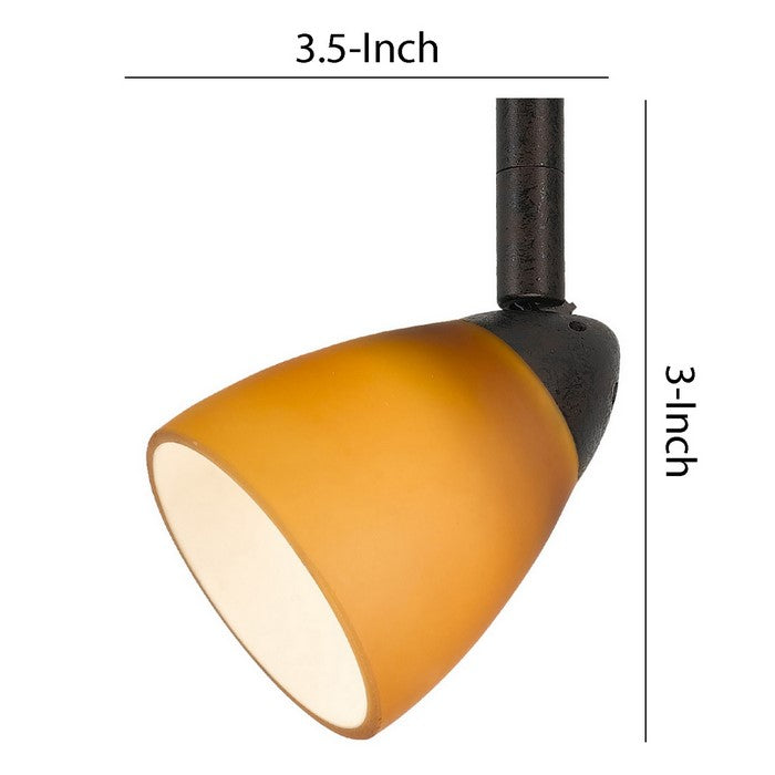 Hand Blown Glass Shade Track Light Head with Metal Frame, Rustic Bronze