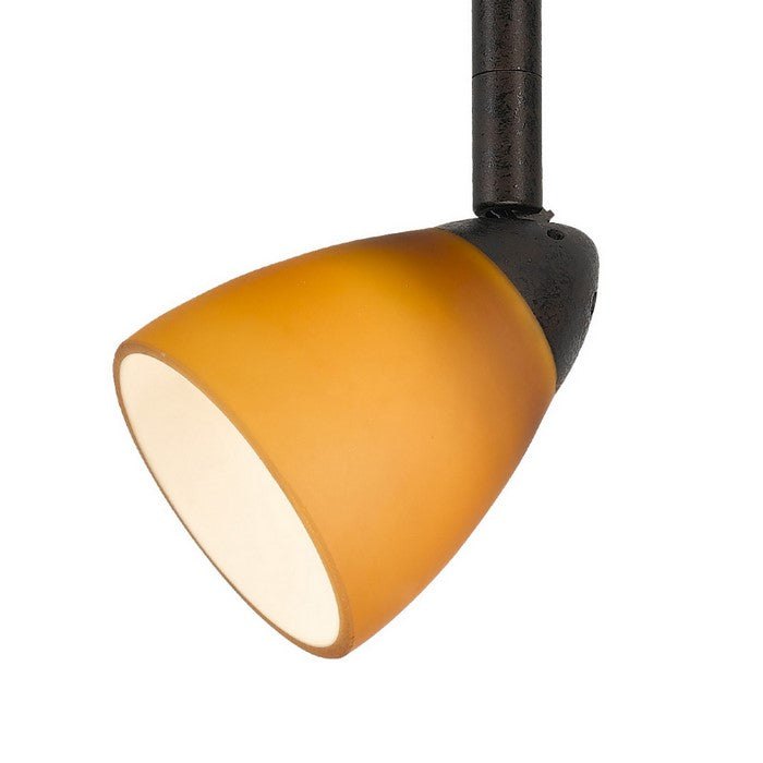 Hand Blown Glass Shade Track Light Head with Metal Frame, Rustic Bronze