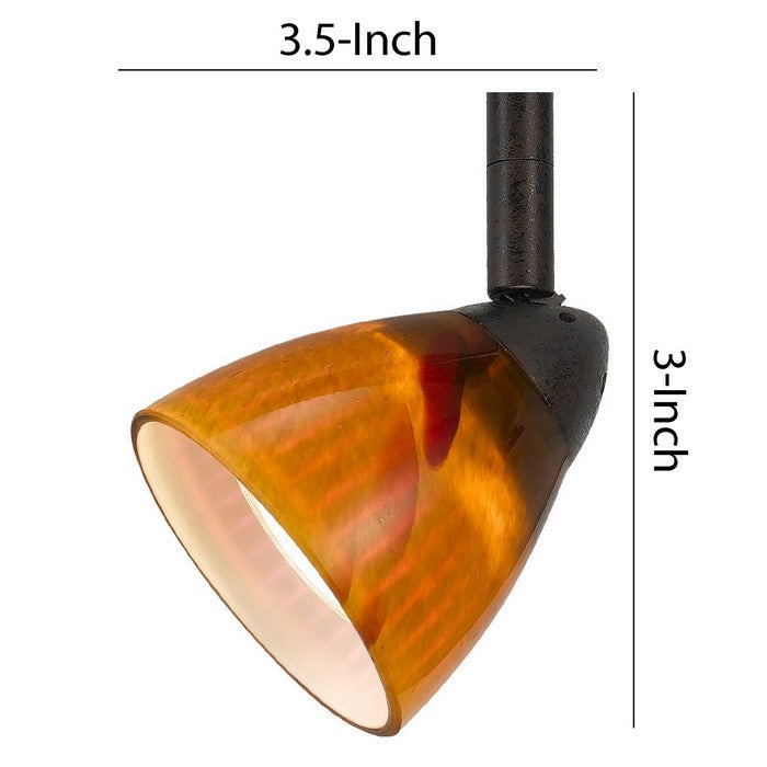 Glass Shade Track Light Head with Metal Frame, Yellow and Dark Bronze