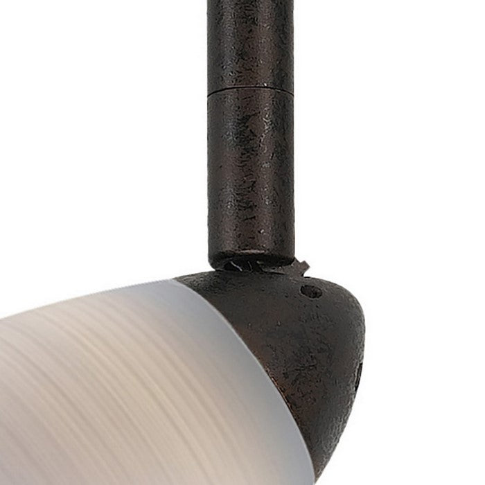 Glass Shade Track Light Fixture with Metal Frame, White and Rustic Bronze