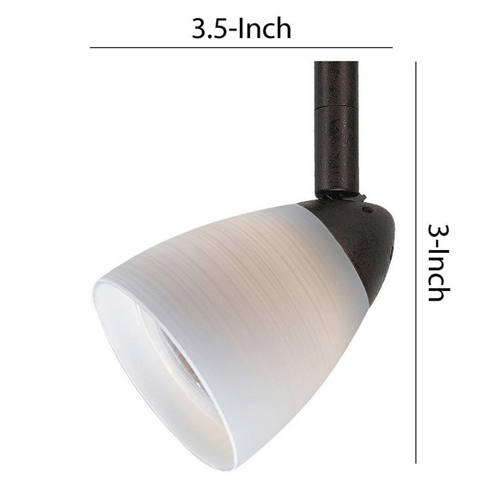 Glass Shade Track Light Fixture with Metal Frame, White and Rustic Bronze