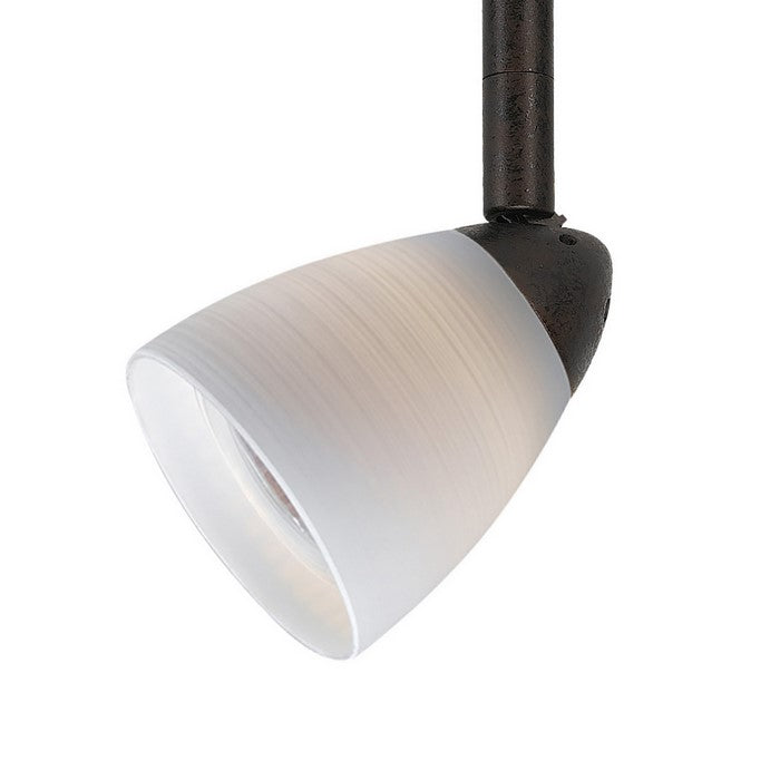 Glass Shade Track Light Fixture with Metal Frame, White and Rustic Bronze