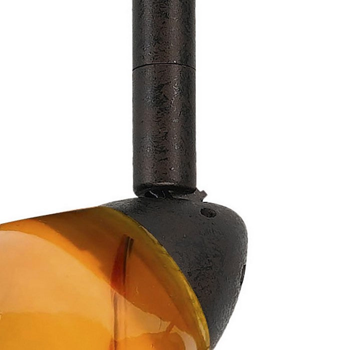 Glass Shade Track Light Head with Metal Frame, Yellow and Rustic Bronze
