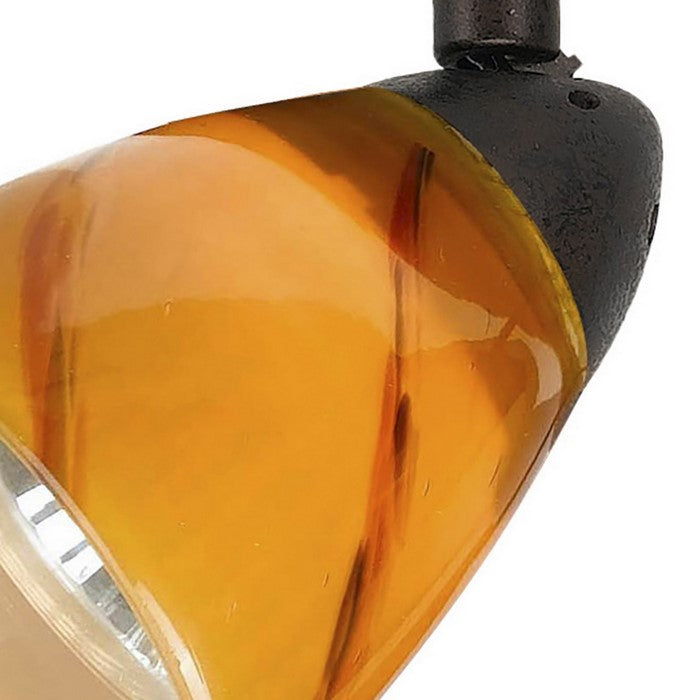 Glass Shade Track Light Head with Metal Frame, Yellow and Rustic Bronze